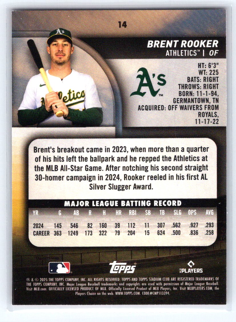 2025 Stadium Club #14 Brent Rooker Red Foil