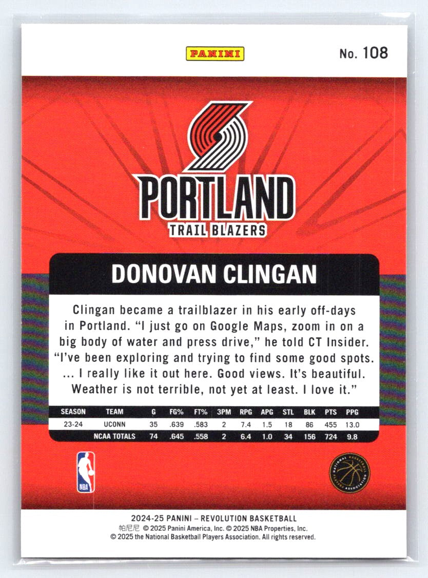 2024-25 Panini Revolution #108 Donovan Clingan