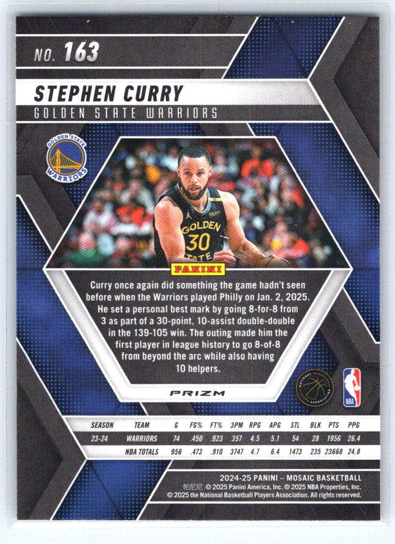 2024-25 Panini Mosaic #163 Stephen Curry Green Ice Mosaic