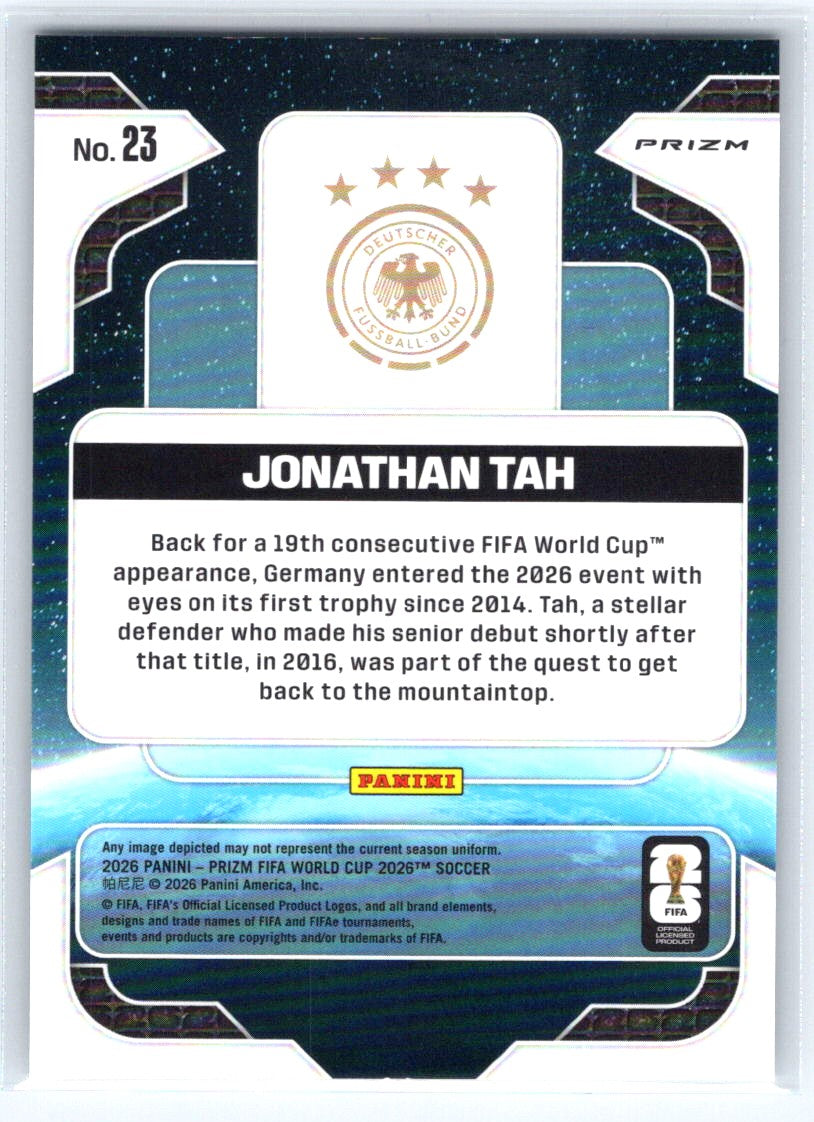 2026 Panini Prizm FIFA World Cup #23 Jonathan Tah Global Reach Silver
