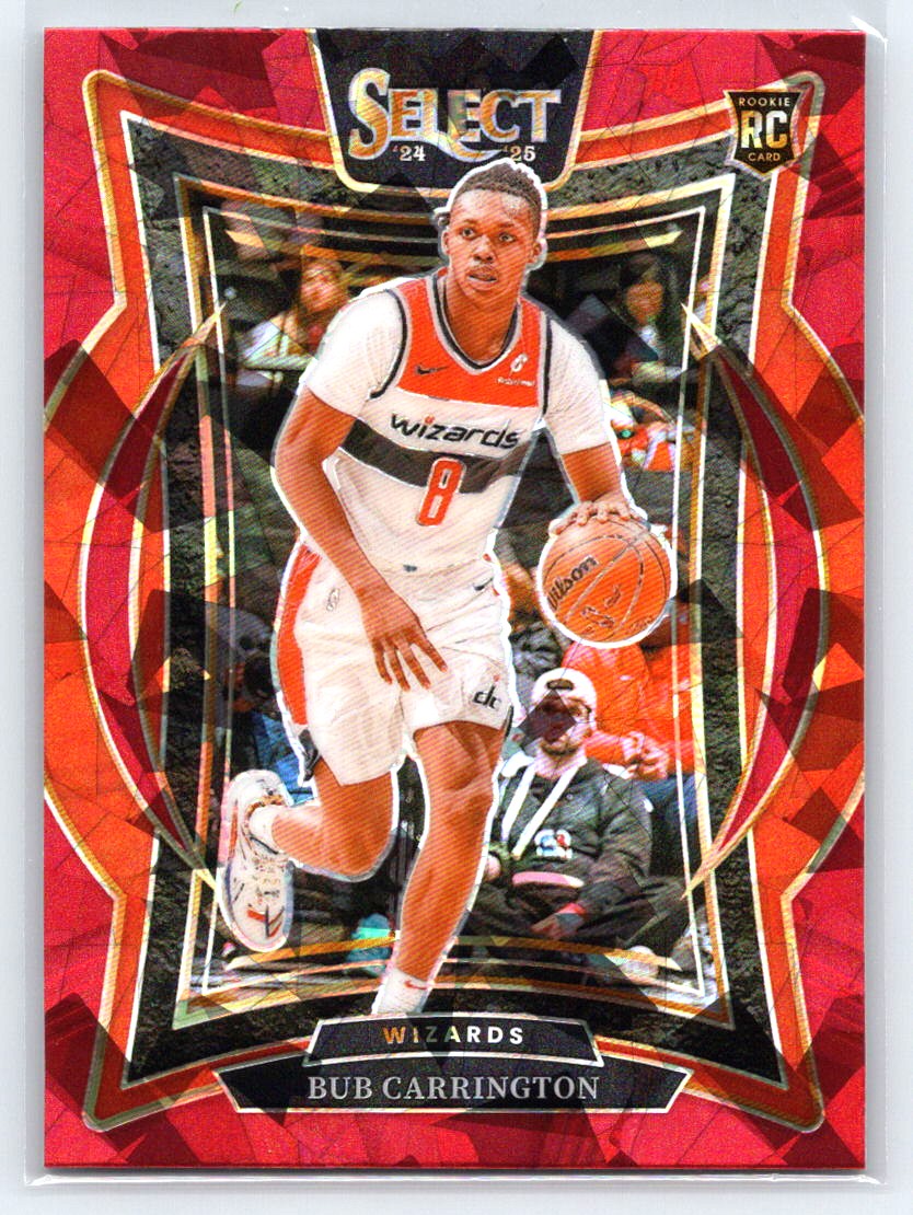 2024-25 Panini Select #81 Bub Carrington Red Cracked Ice Prizm