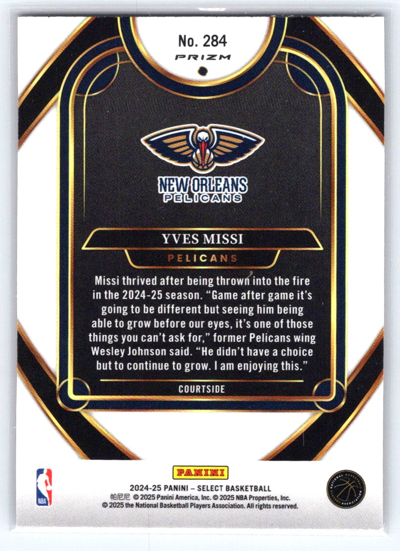 2024-25 Panini Select #284 Yves Missi Orange Flash Prizm