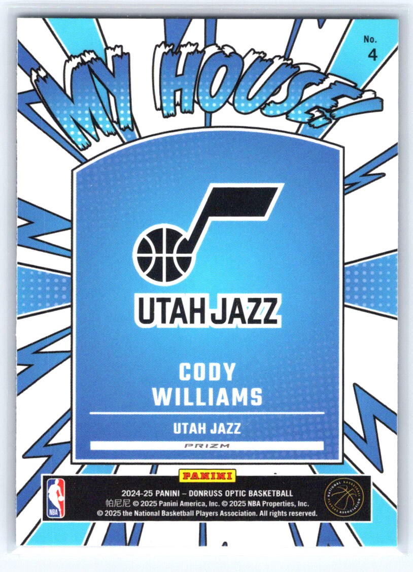 2024-25 Donruss Optic #4 Cody Williams My House Purple