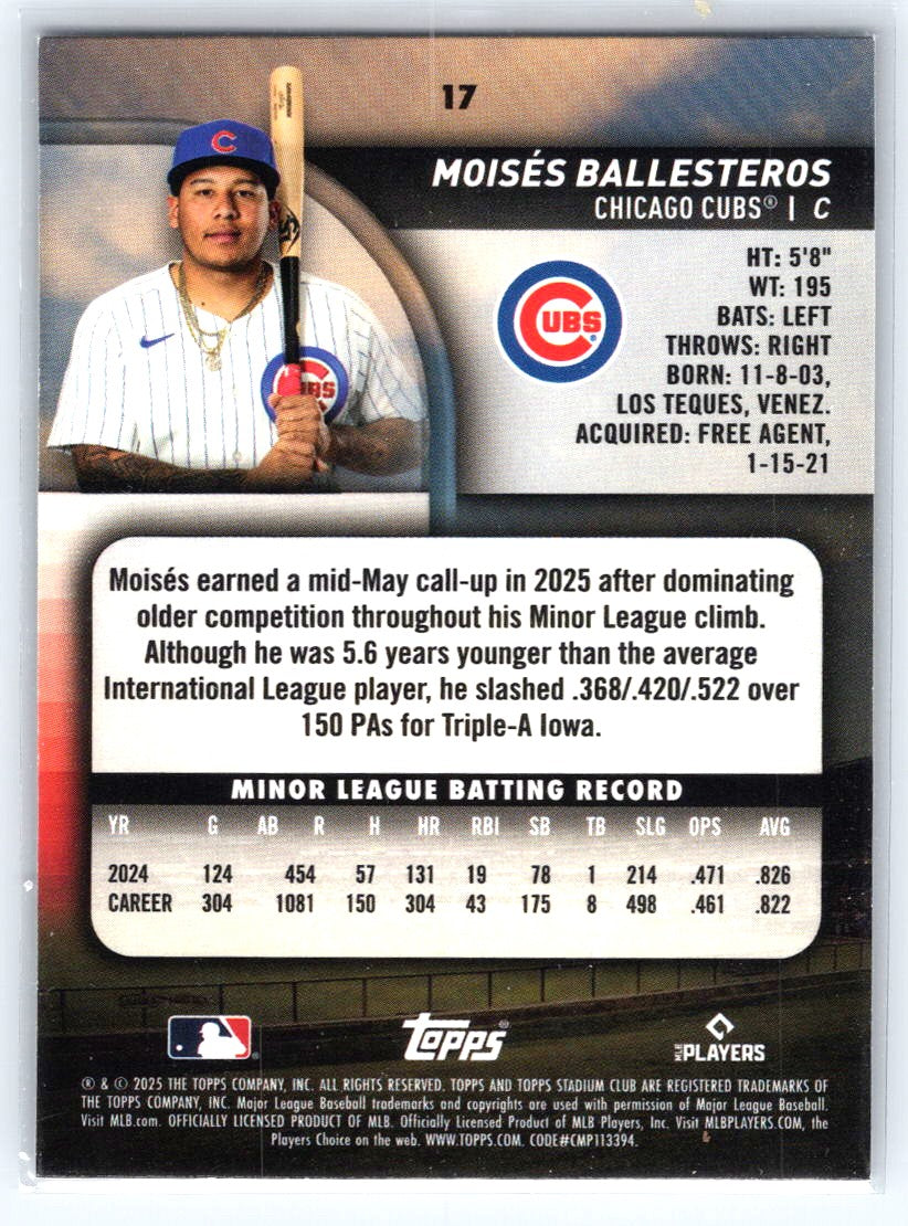 2025 Stadium Club #17 Moisés Ballesteros