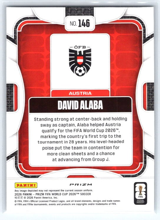 2026 Panini Prizm FIFA World Cup #146 David Alaba Wave Prizms