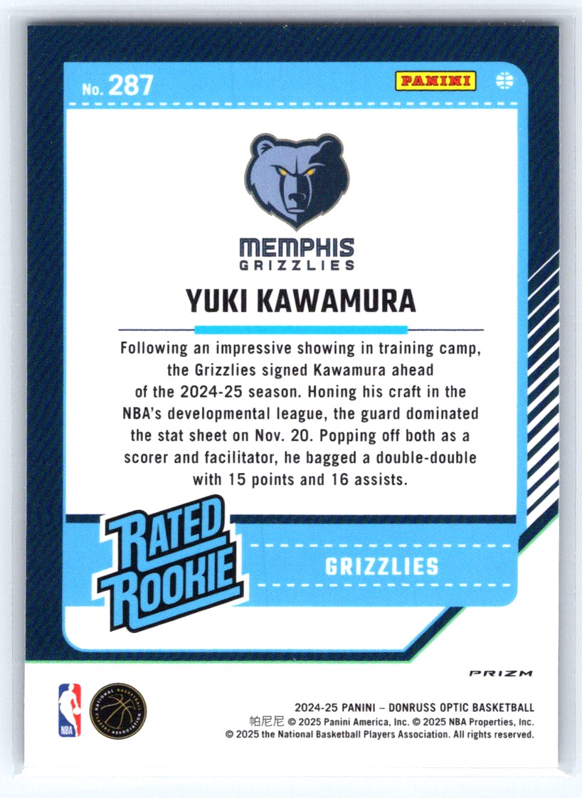 2024-25 Donruss Optic #287 Yuki Kawamura Purple