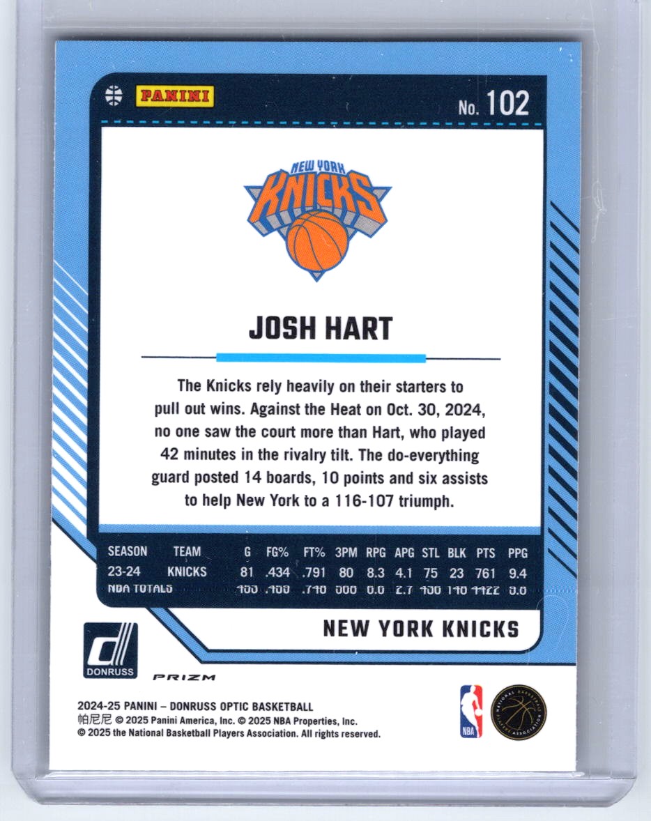 2024-25 Donruss Optic #102 Josh Hart Hyper Pink