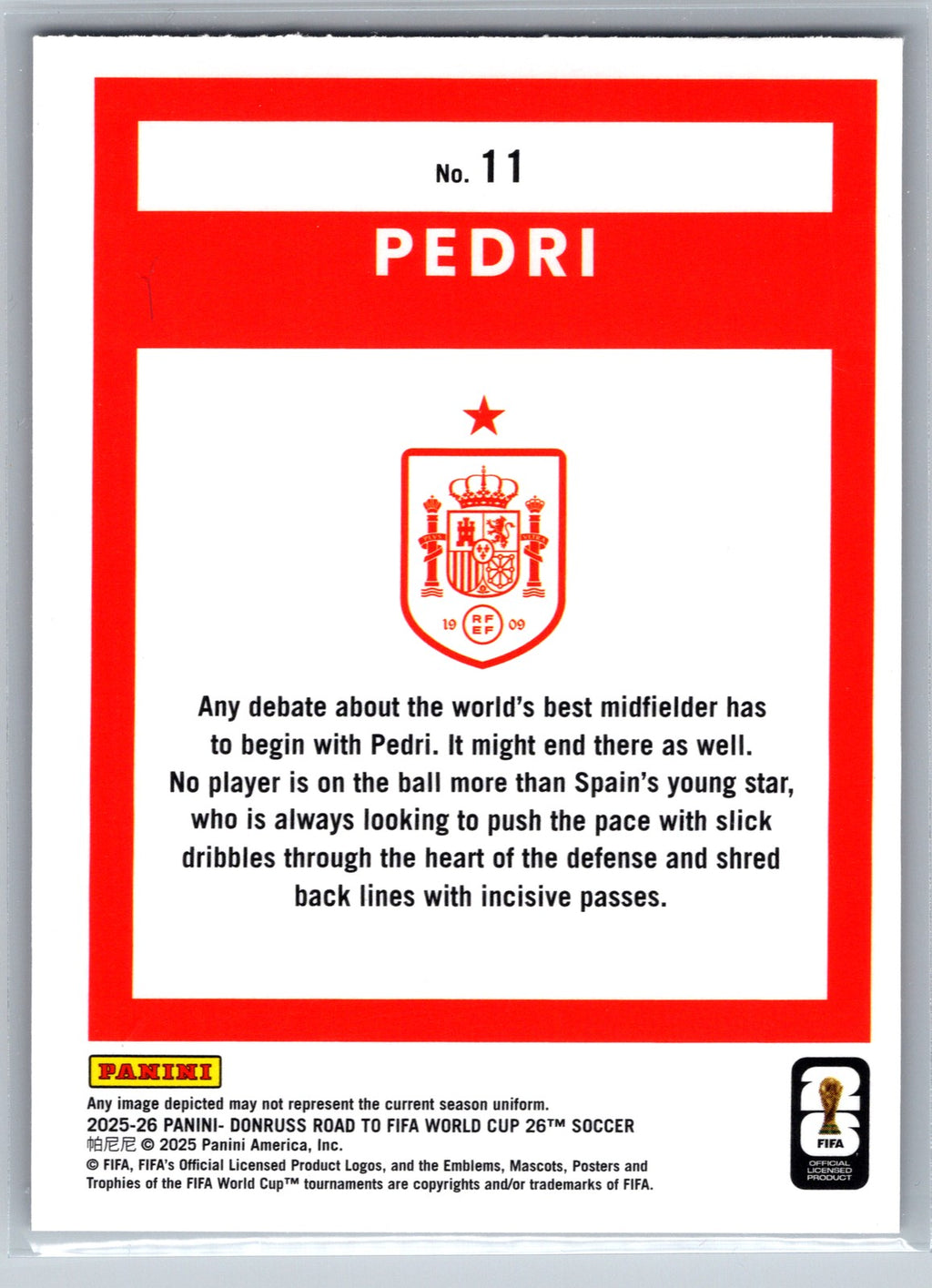 2025-26 Donruss Road to FIFA World Cup #11 Pedri Bronze