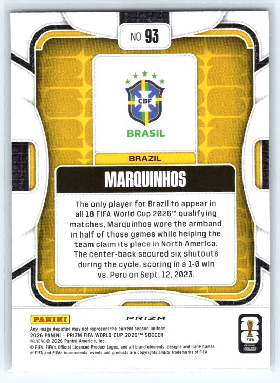 2026 Panini Prizm FIFA World Cup #93 Marquinhos Wave Prizms