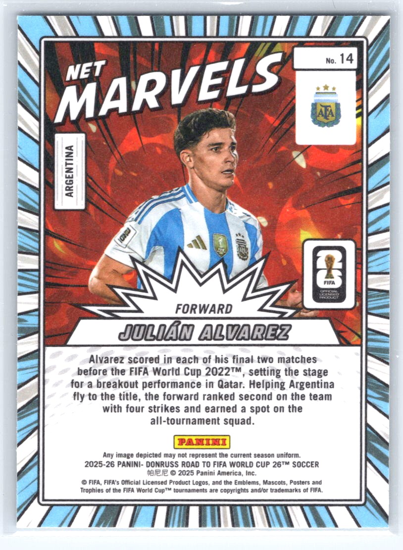 2025-26 Donruss Road to FIFA World Cup #14 Julián Álvarez Net Marvels