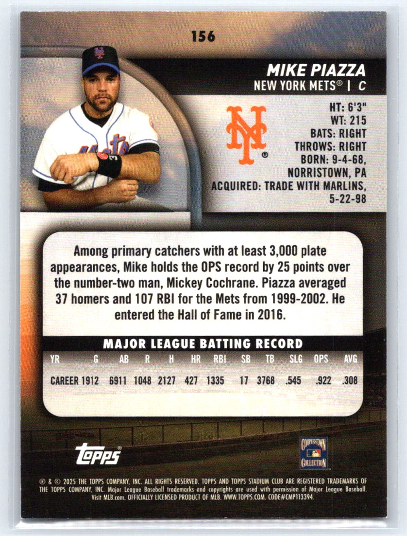 2021 Stadium Club #154 Mike Piazza Black & White