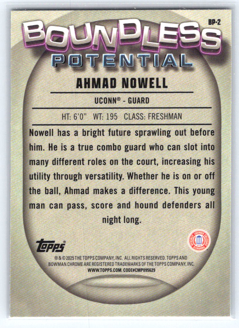2024-25 Bowman Chrome #BP-2 Ahmad Nowell Boundless Potential X-Fractor