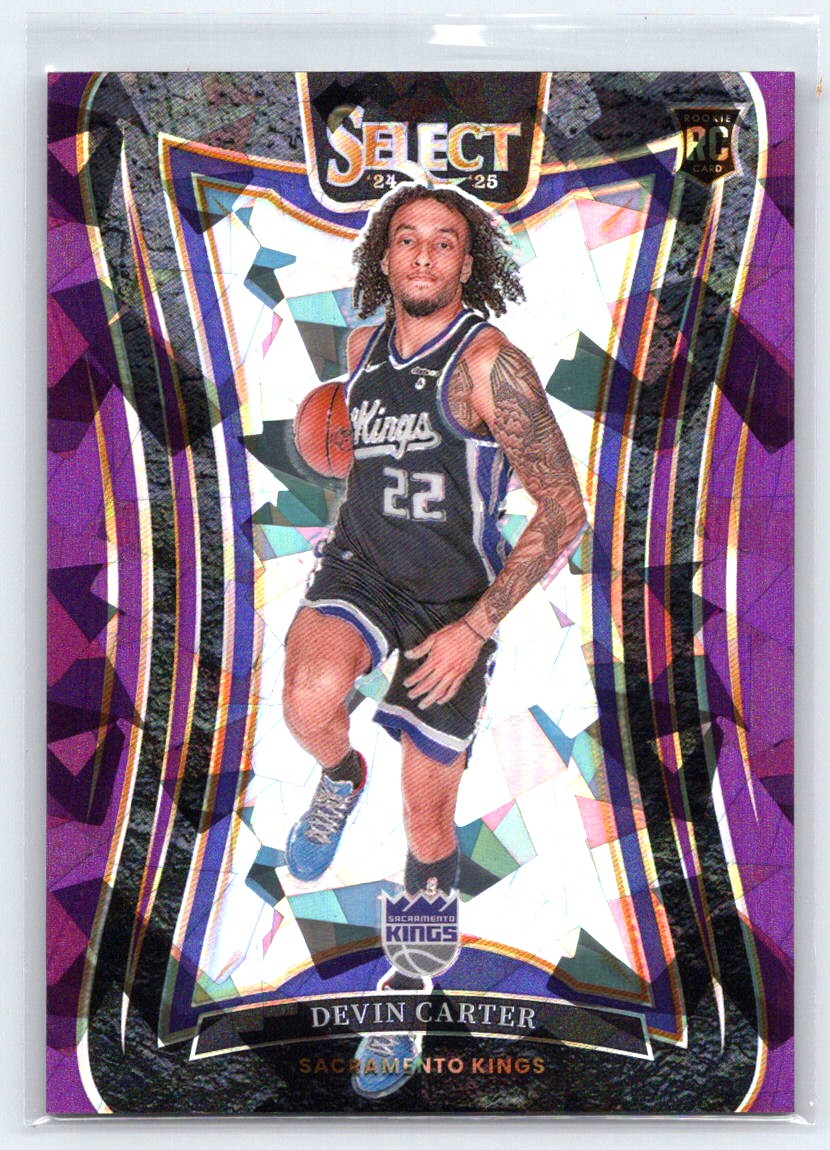 2024-25 Panini Select #381 Devin Carter Purple Cracked Ice Prizm #/99