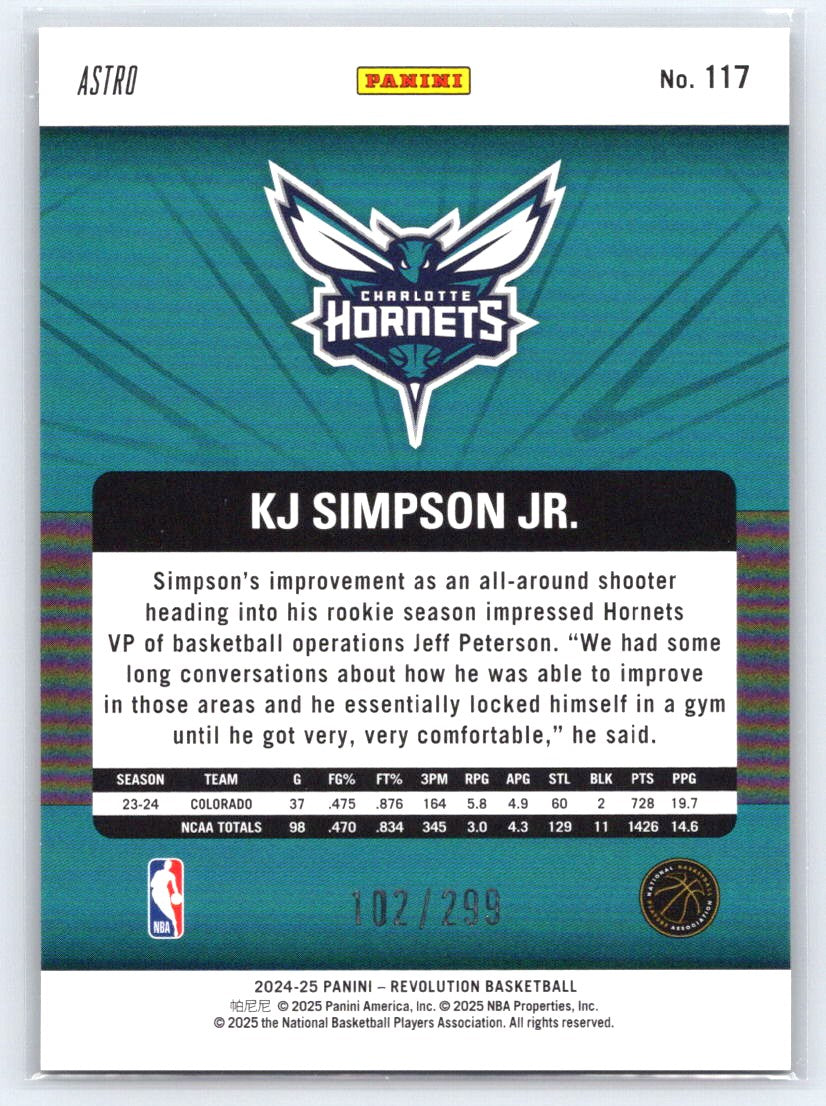 2024-25 Panini Revolution #117 KJ Simpson Jr. Astro