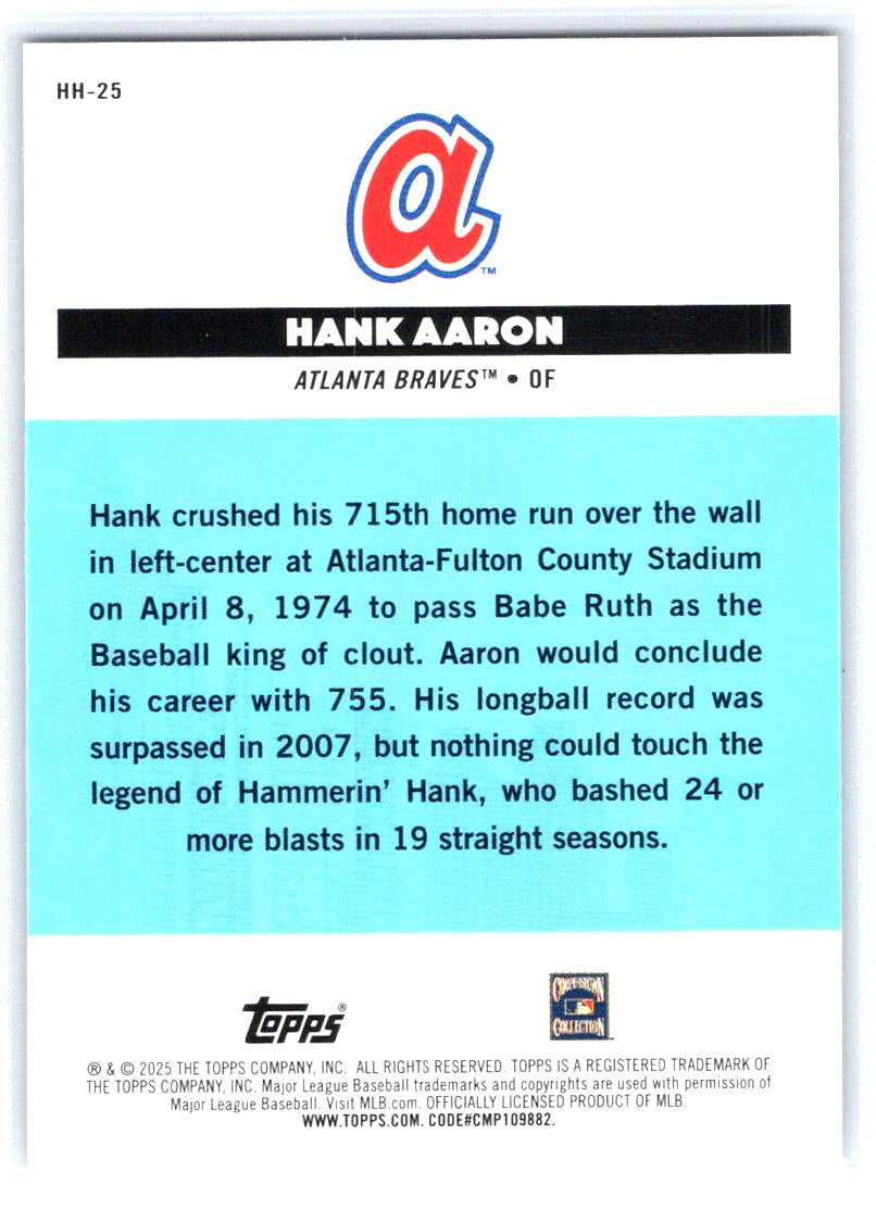 2025 Topps All-Star Game #HH-25 Hank Aaron Homegrown Heroes