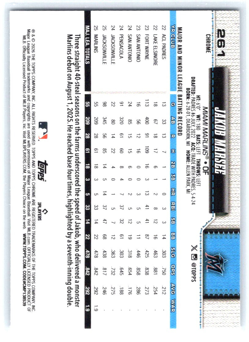 2026 Topps Chrome #261 Jakob Marsee