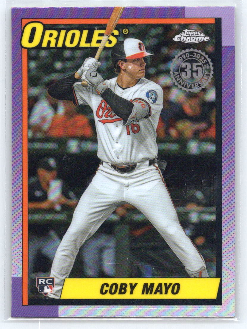 2025 Topps Chrome #90CB-17 Coby Mayo 1990 Topps Baseball 35th Anniversary