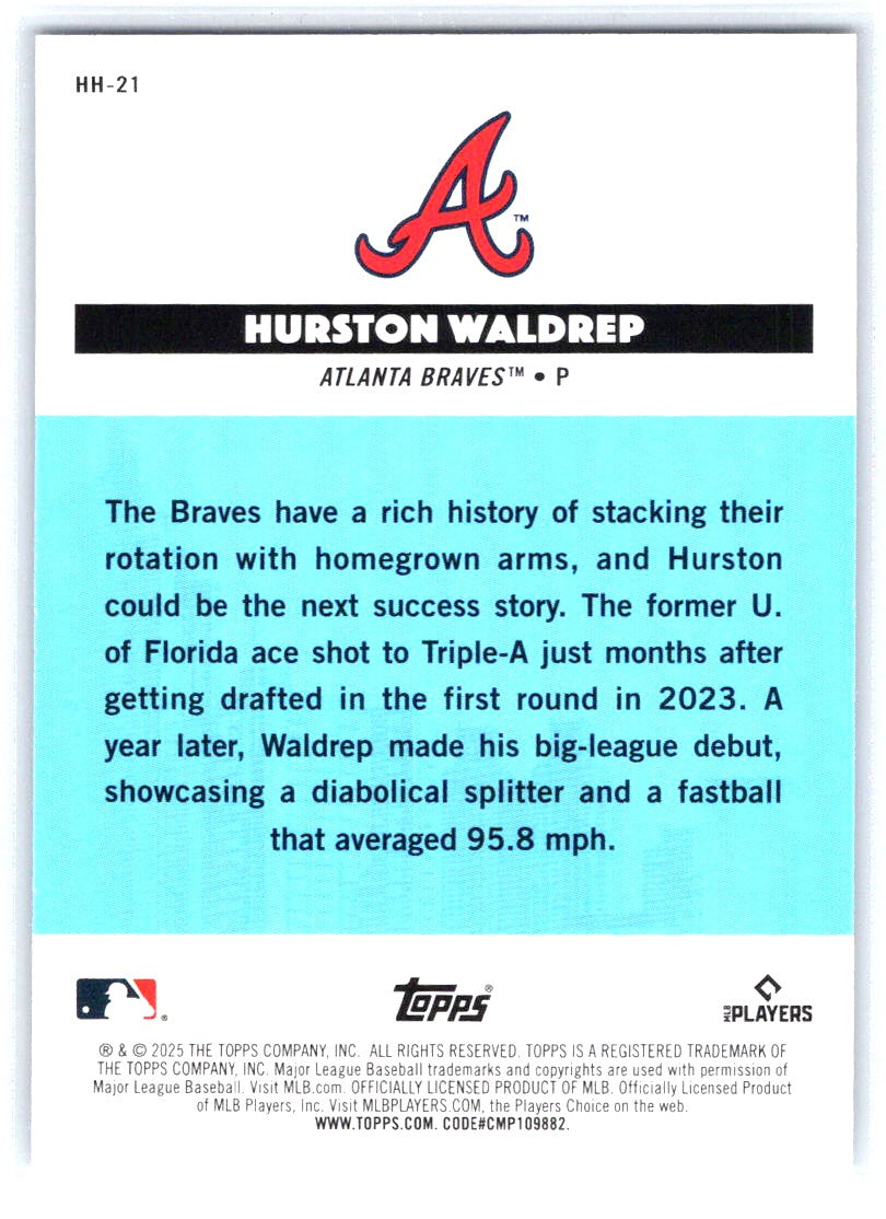 2025 Topps All-Star Game #HH-21 Hurston Waldrep Homegrown Heroes