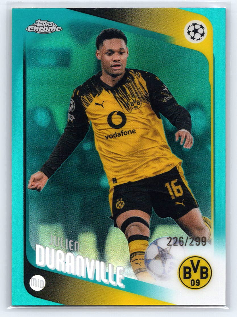 2025-26 Topps Chrome UEFA #25 Julien Duranville Teal Refractor #/299