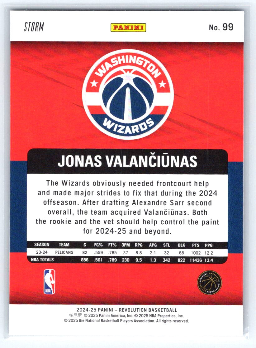 2024-25 Panini Revolution #99 Jonas Valanciunas Blue Storm