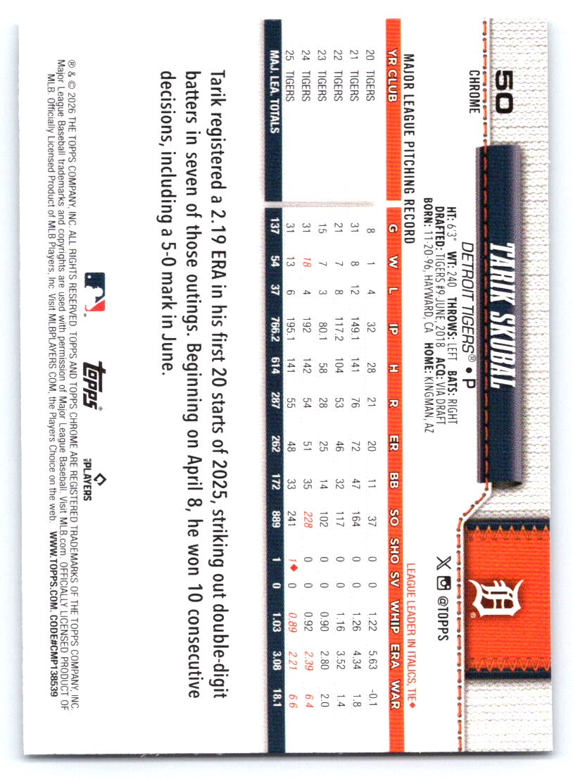 2026 Topps Chrome #50 Tarik Skubal
