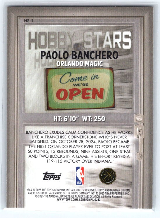 2025-26 Bowman #HS-1 Paolo Banchero Hobby Stars