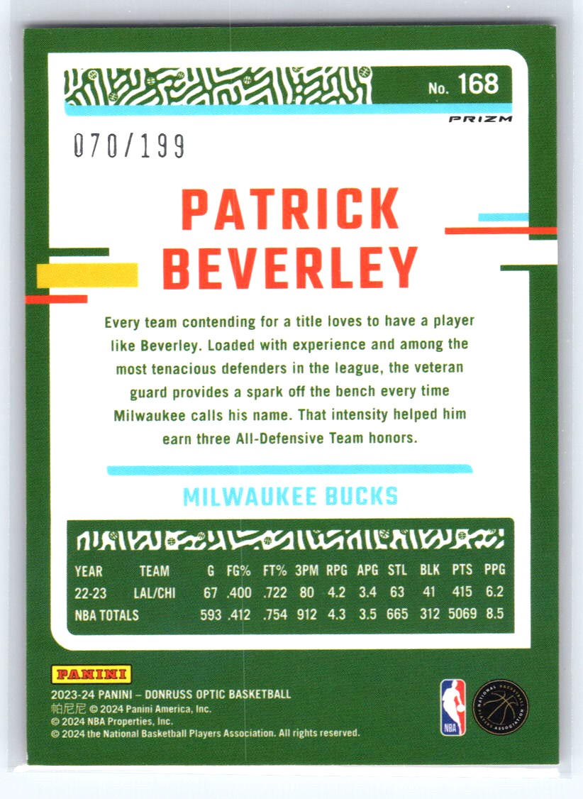2023-24 Donruss Optic #168 Patrick Beverley Orange #/199