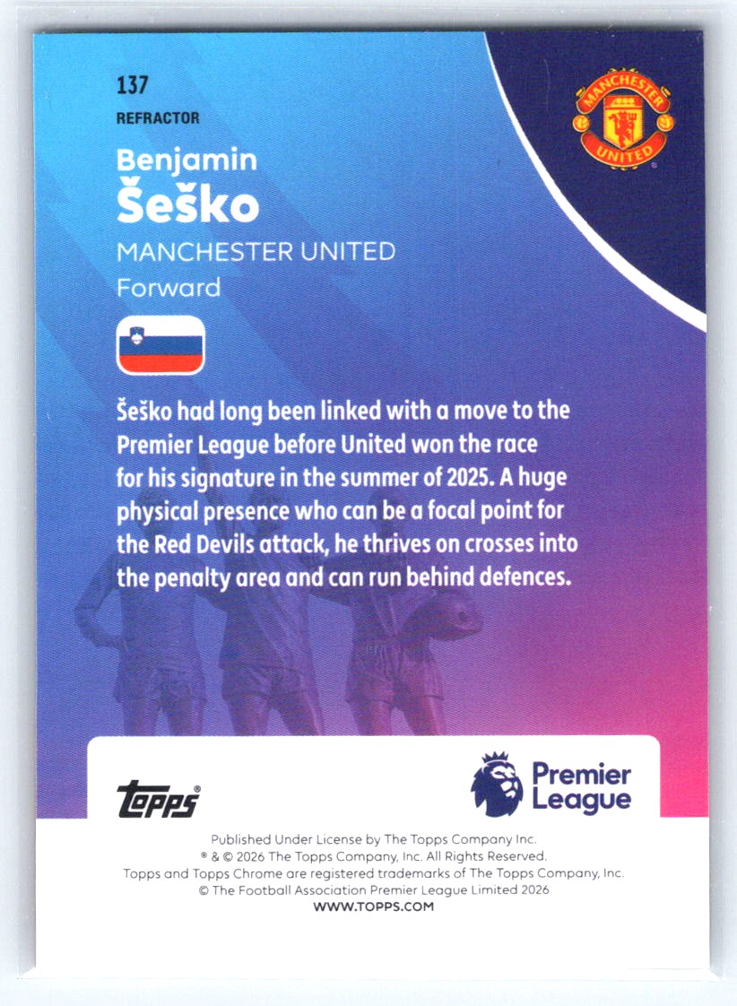 2025-26 Topps Chrome Premier League #137 Benjamin Šeško Prism Refractor