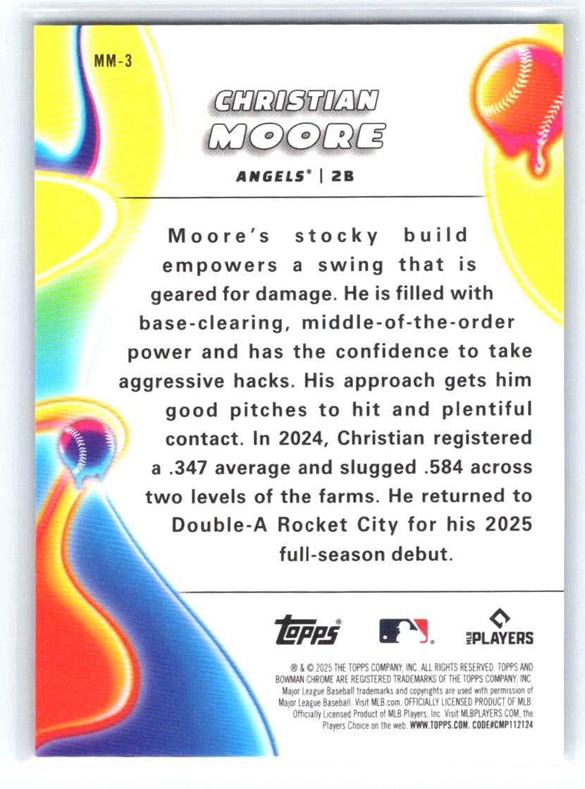 2025 Bowman Chrome #MM-3 Christian Moore Melt Mashers Mini-Diamond #/150