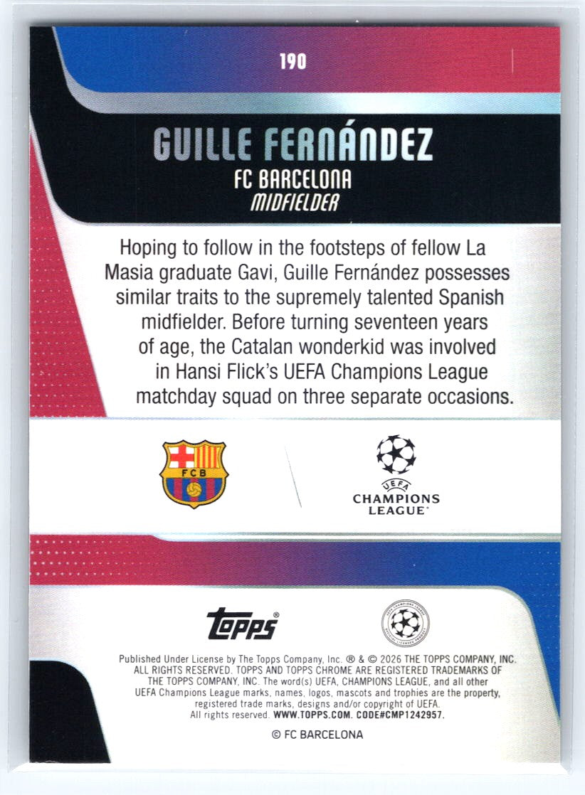 2025-26 Topps Chrome UEFA #190 Guille Fernández Pulsar Refractor