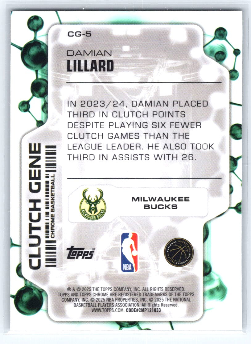 2025-26 Topps Chrome #CG-5 Damian Lillard Clutch Gene