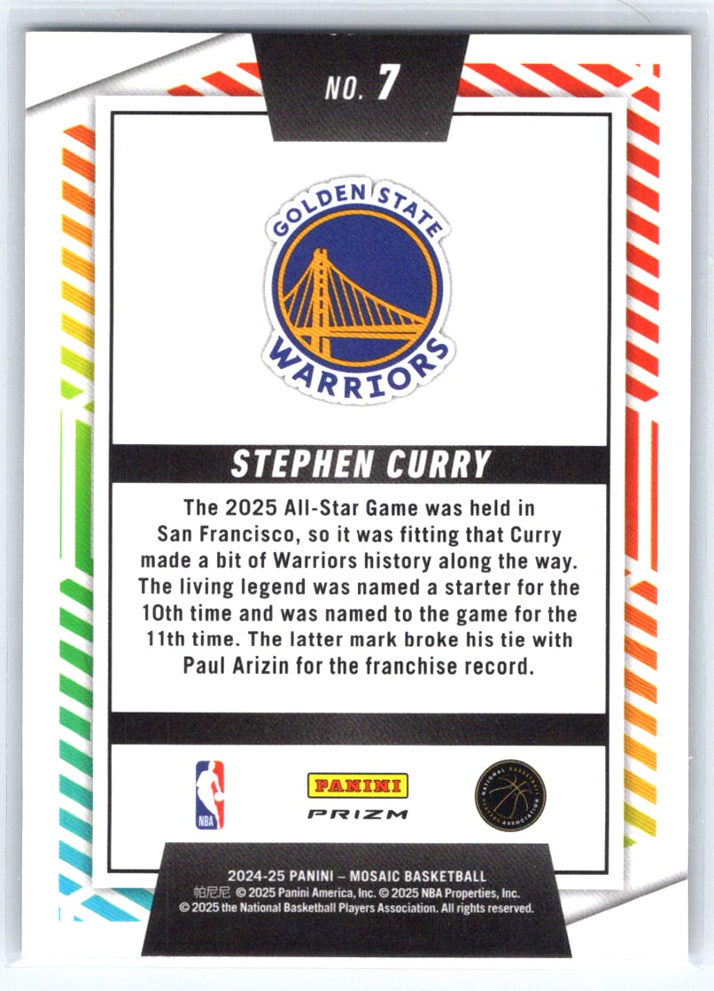 2024-25 Panini Mosaic #7 Stephen Curry Razzle Dazzle