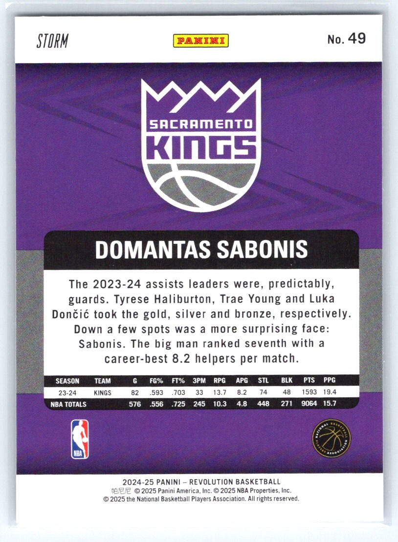 2024-25 Panini Revolution #49 Domantas Sabonis Blue Storm