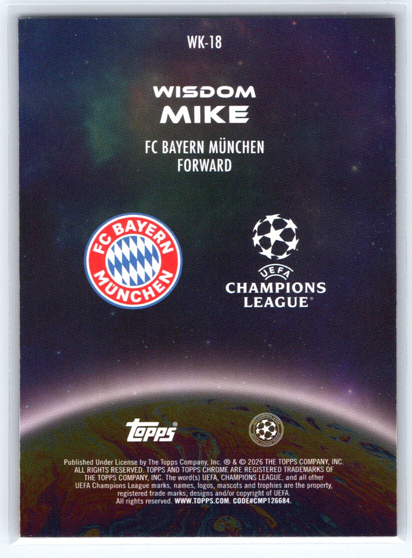 2025-26 Topps Chrome UEFA Club Competitions #WK-18 Wisdom Mike Wonderkids