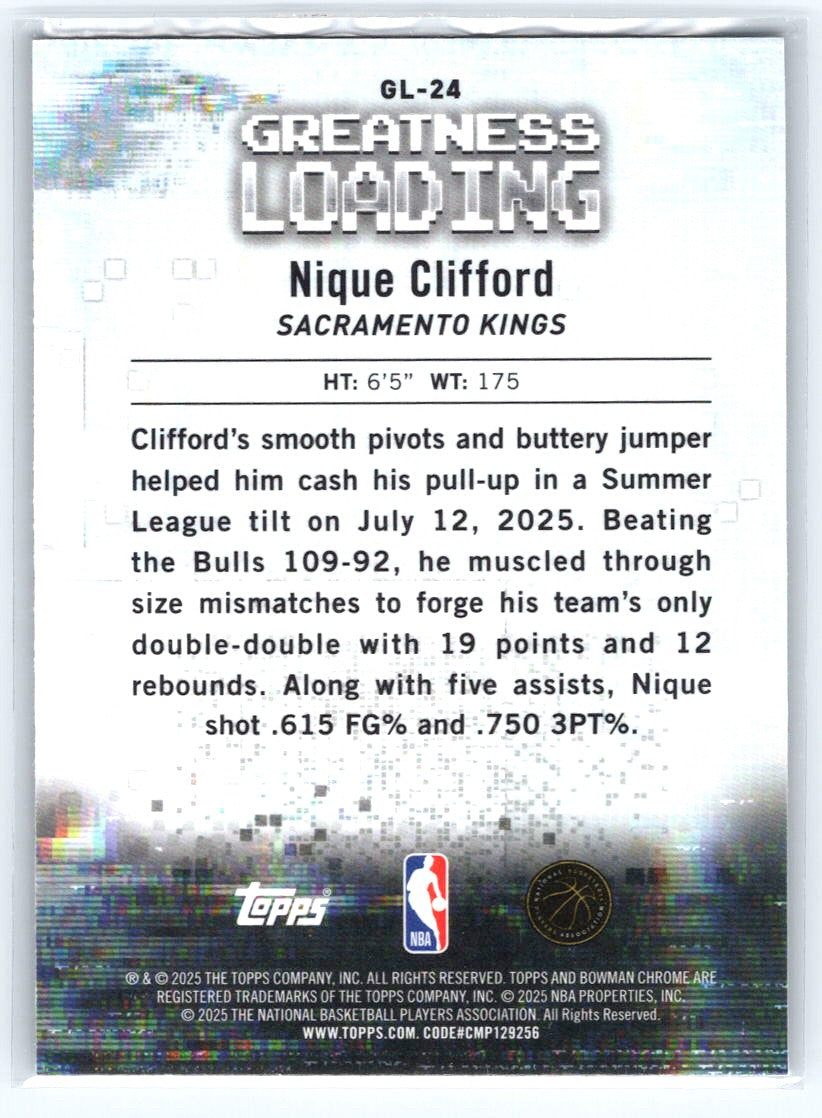 2025-26 Bowman #GL-24 Nique Clifford Greatness Loading