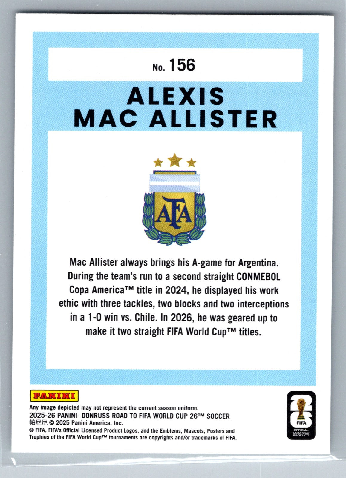 2025-26 Donruss Road to FIFA World Cup #156 Alexis Mac Allister