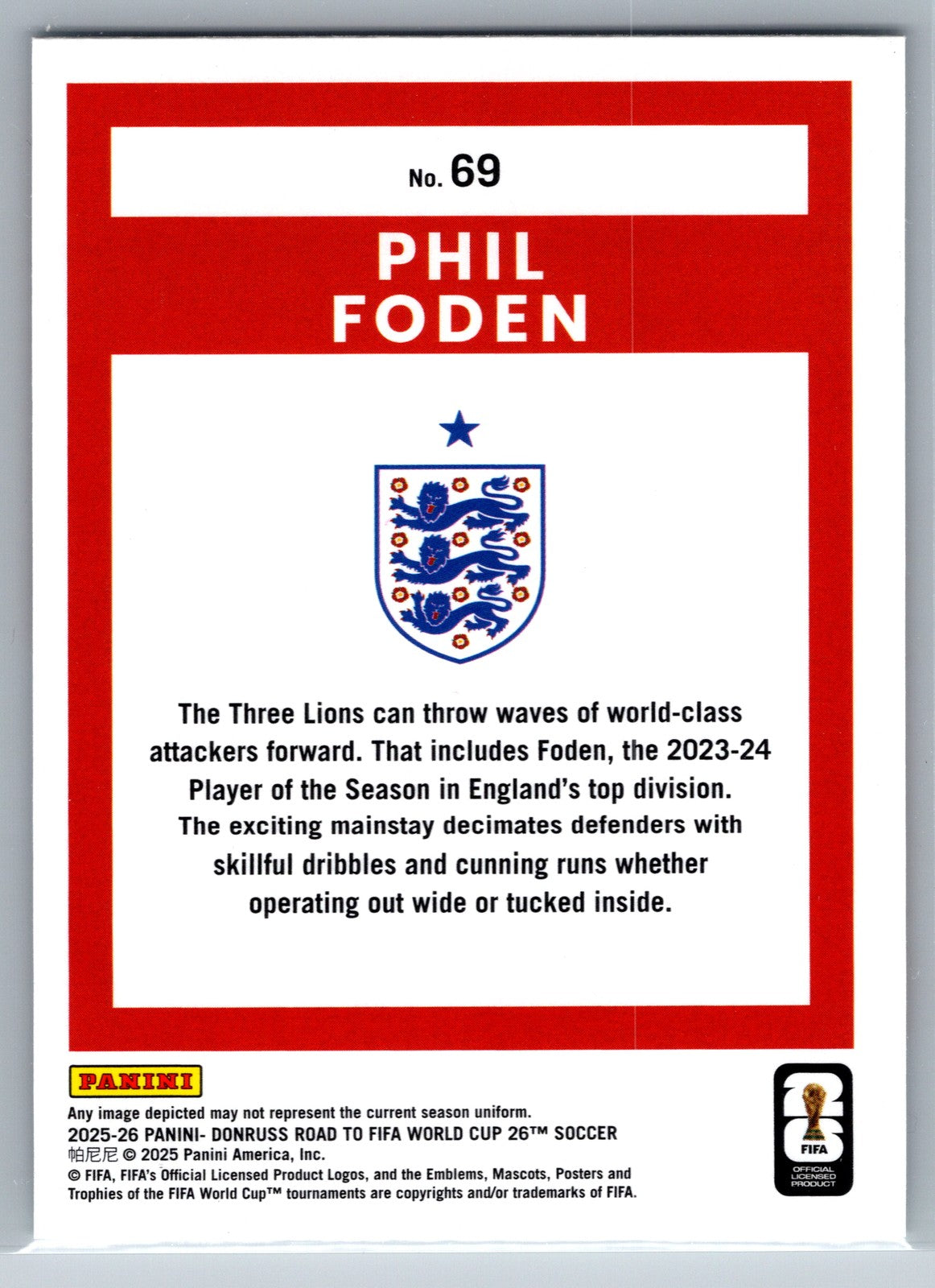 2025-26 Donruss Road to FIFA World Cup #69 Phil Foden