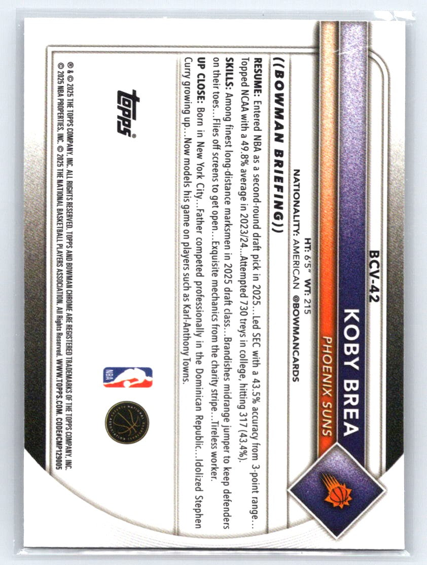 2025-26 Bowman #BCV-42 Koby Brea Chrome Mojo Refractors