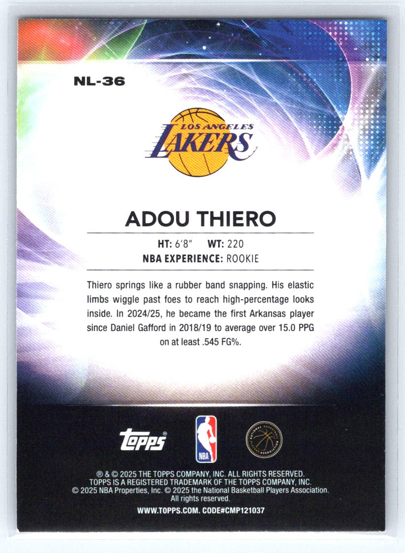 2025-26 Topps #NL-36 Adou Thiero No Limit Blue Rainbow #/150