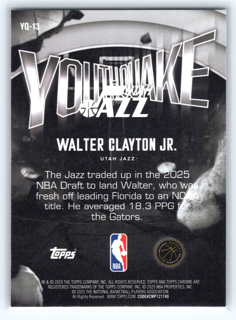 2025-26 Topps Chrome #YQ-13 Walter Clayton Jr. Youthquake