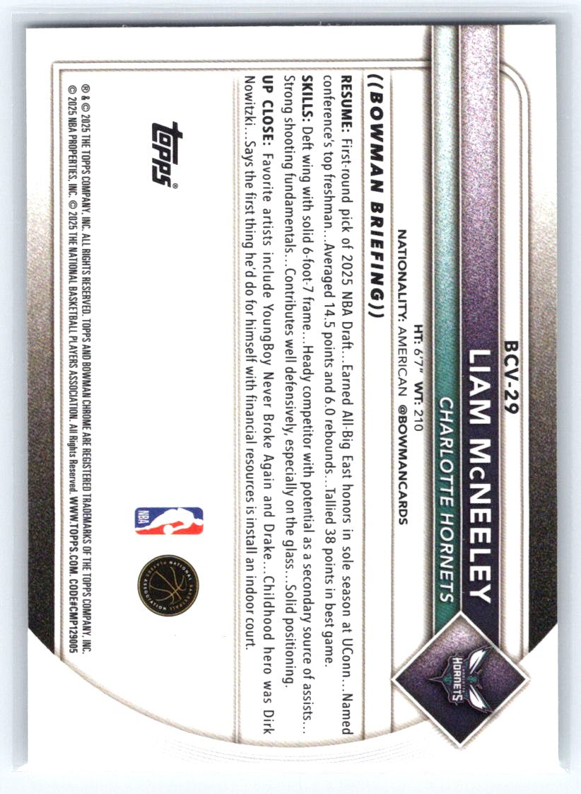 2025-26 Bowman #BCV-29 Liam McNeeley Chrome Mojo Refractors