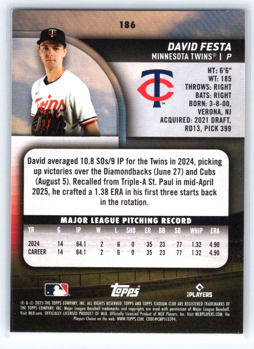 2025 Stadium Club #186 David Festa