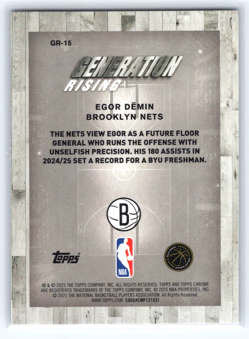 2025-26 Topps Chrome #GR-15 Egor Dëmin Generation Rising