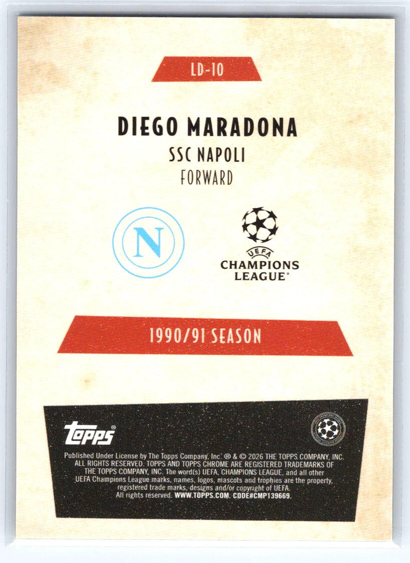 2025-26 Topps Chrome UEFA Club Competitions #LD-10 Diego Maradona Last Dance