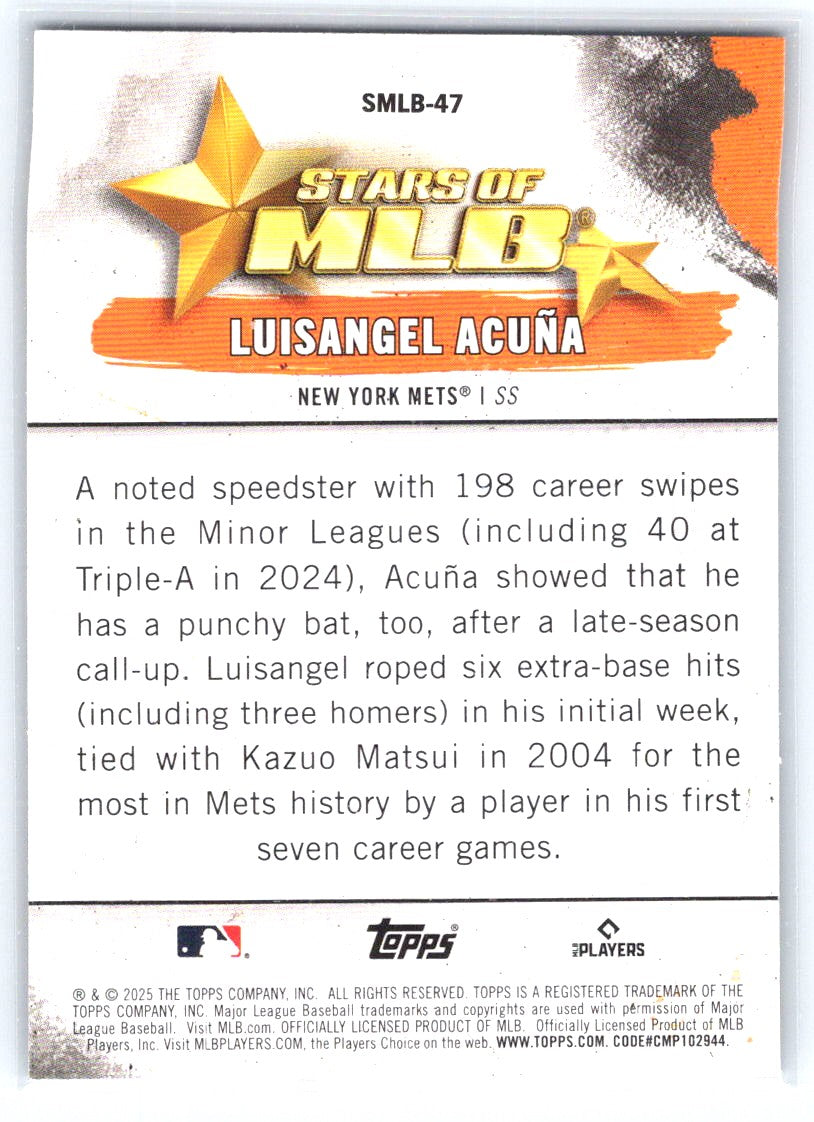2025 Topps #SMLB-47 Luisangel Acuña Stars of MLB