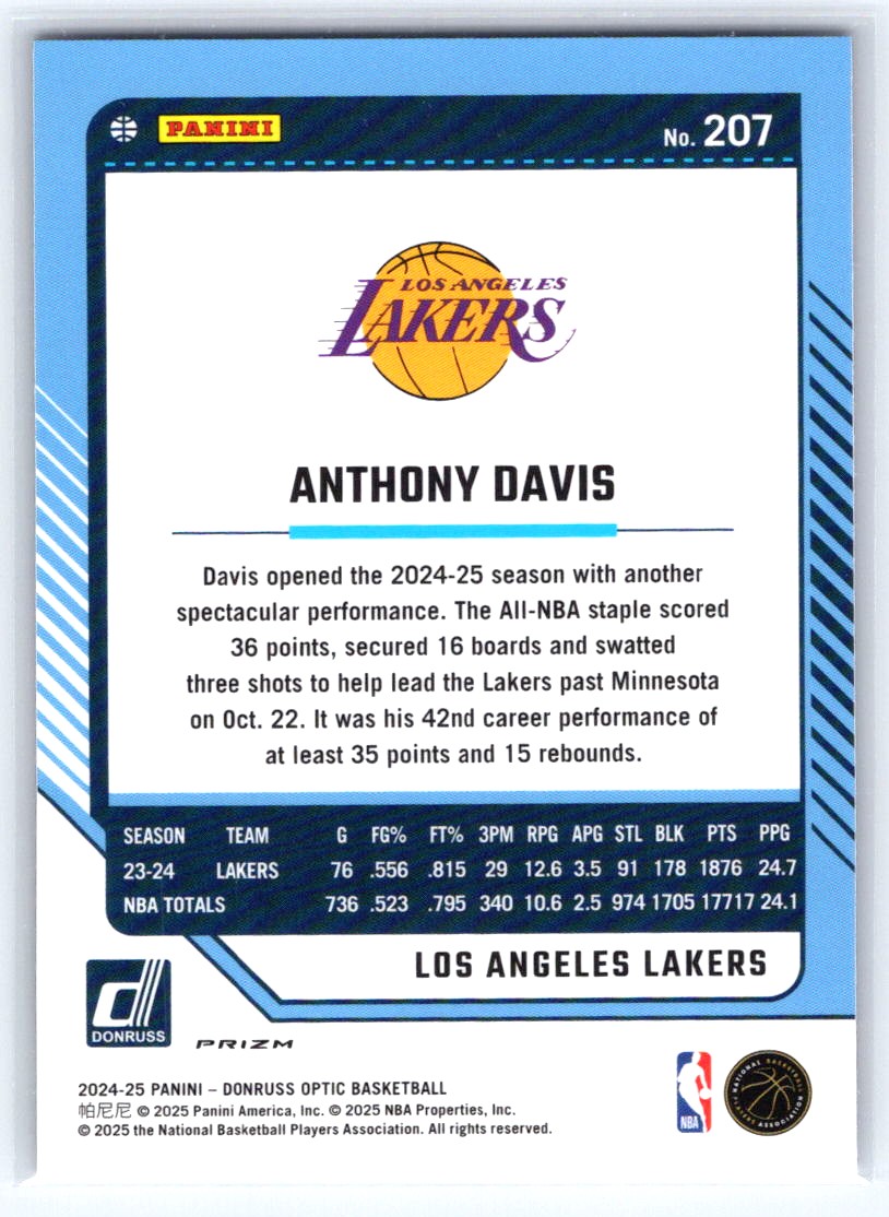 2024-25 Donruss Optic #207 Anthony Davis Hyper Pink