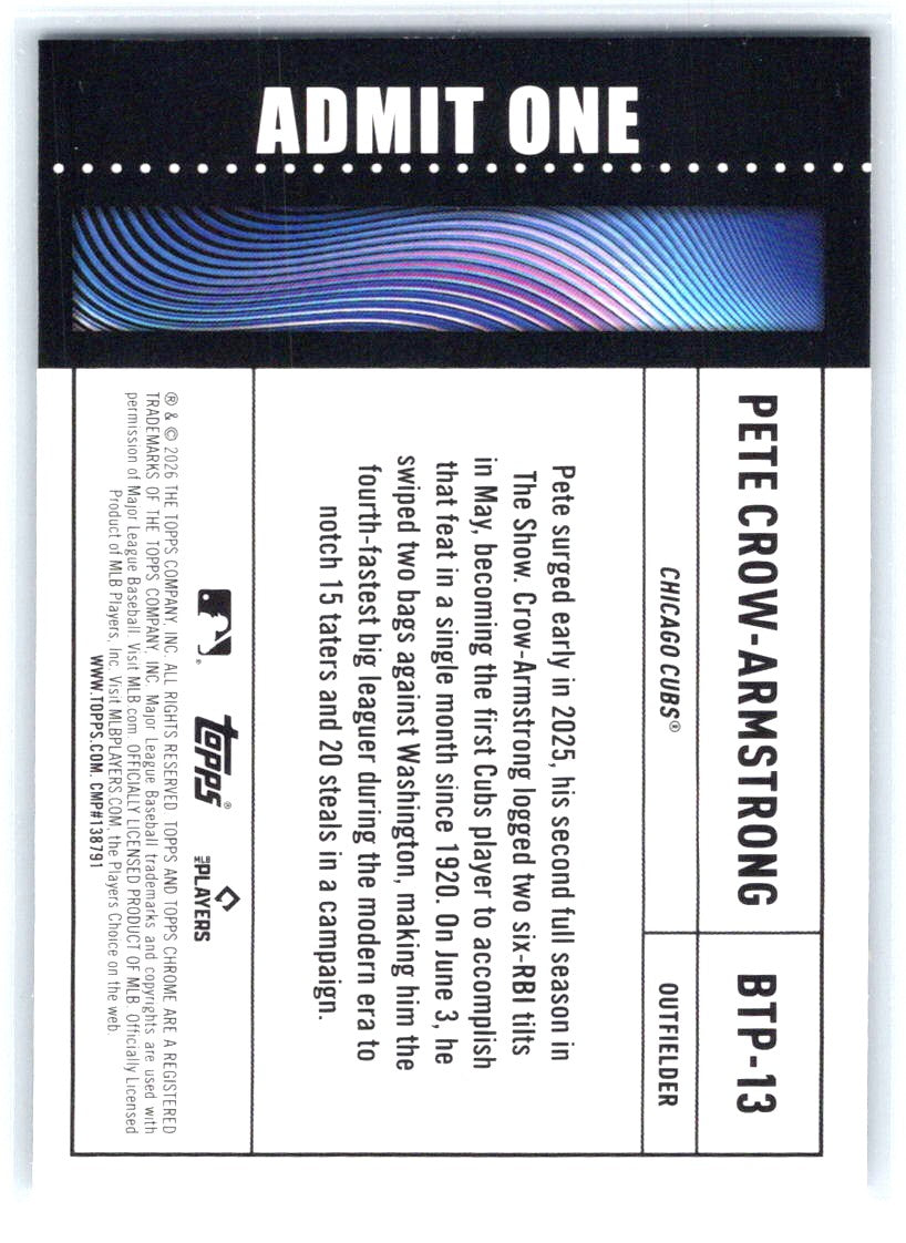 2026 Topps Chrome #BTP-13 Pete Crow-Armstrong Big Ticket Players