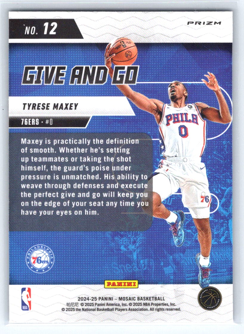 2024-25 Panini Mosaic #12 Tyrese Maxey Give and Go Mosaic
