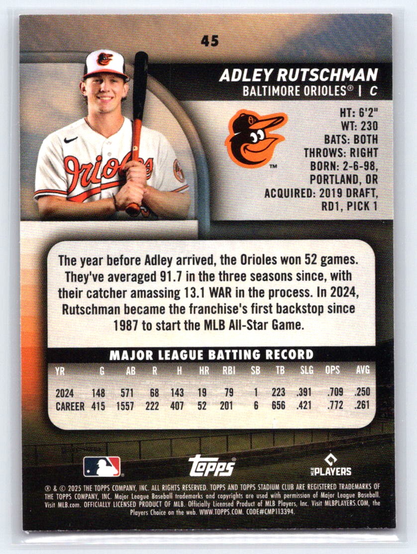 2025 Stadium Club #45 Adley Rutschman Red Foil