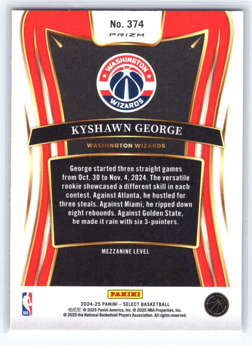 2024-25 Panini Select #374 Kyshawn George Silver Prizm
